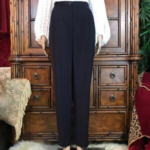 Kasper Deep Purple Twin Pinstripe Slit Hem Full Flowy Straight Leg Trouser